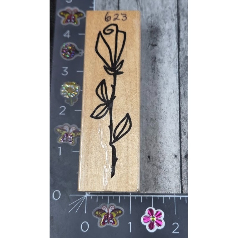 Judith Flower Plant Sketch Drawing i75 Rubber Stamp Wood #Q39